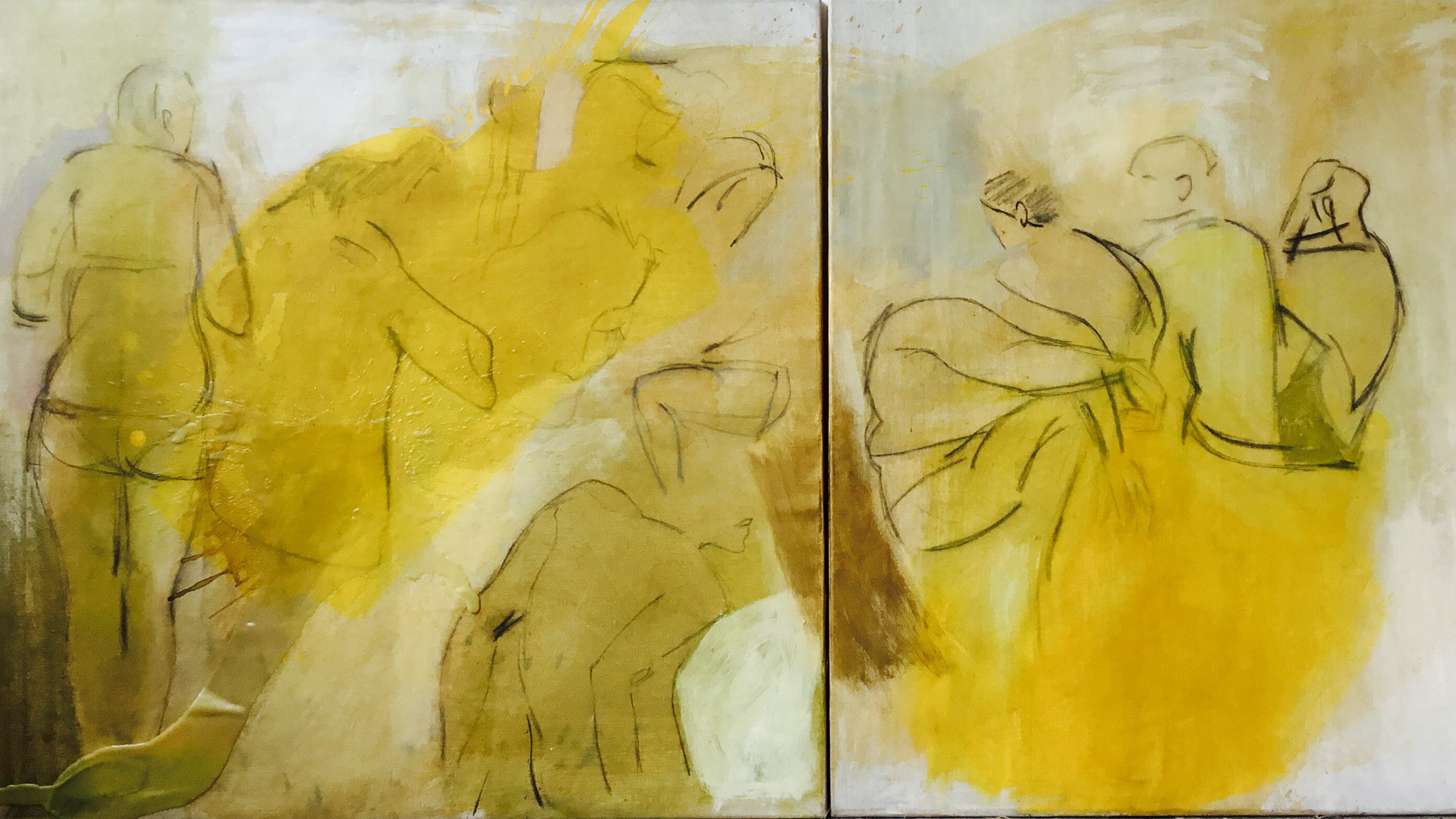 angeli giallo// Mischtechnik auf Nessel // 100 x 200 // Sold